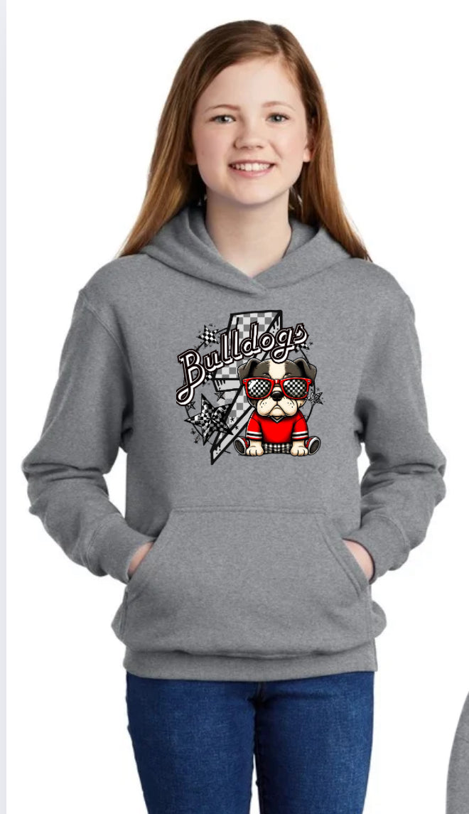 Bulldog Pup with Checkered Lightning Bolt