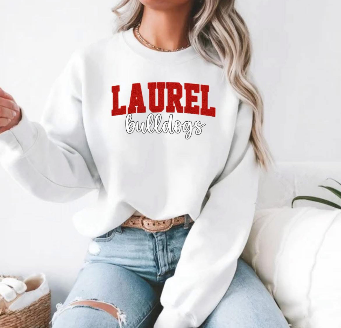 Faux Patchwork Crewneck Sweatshirt-Laurel