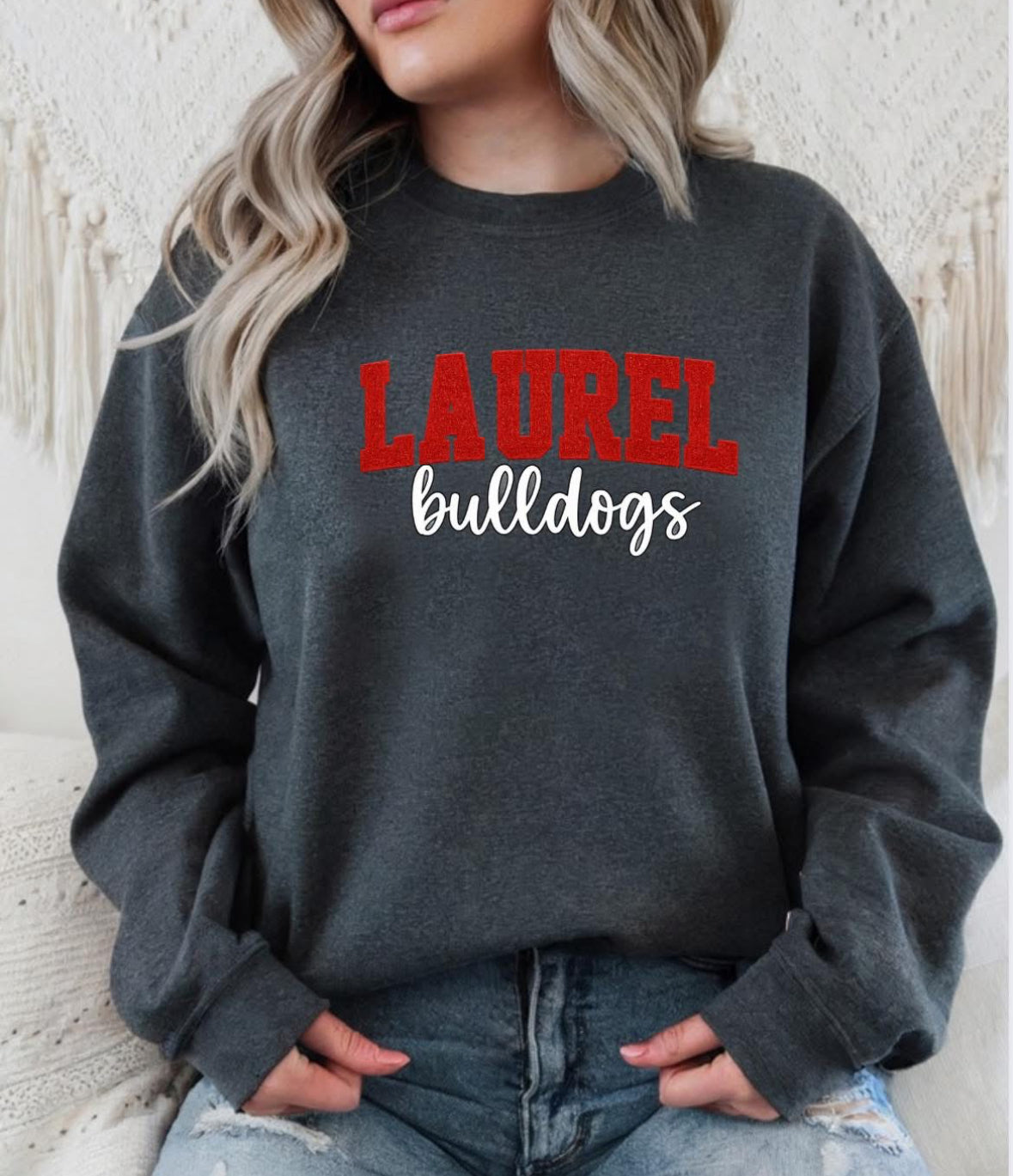 Faux Patchwork Crewneck Sweatshirt-Laurel
