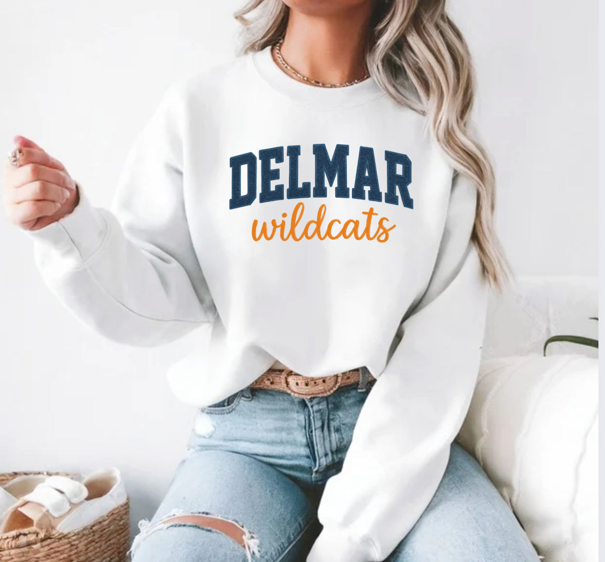 Faux Patchwork Crewneck Sweatshirt-Delmar