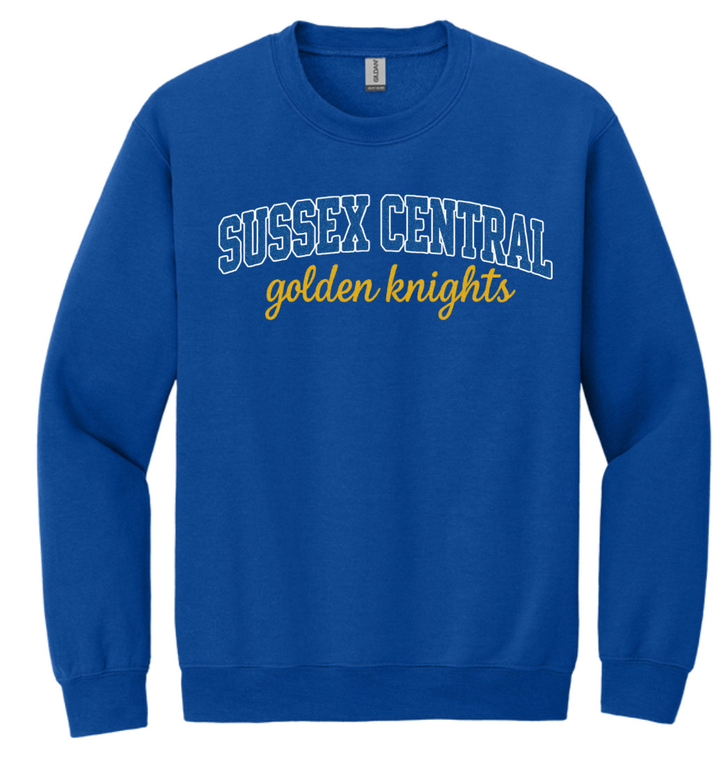 Faux Patchwork Crewneck Sweatshirt-Sussex Central