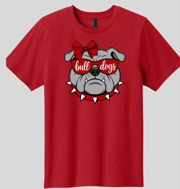 LIS Bulldog, Bow and Glasses Red