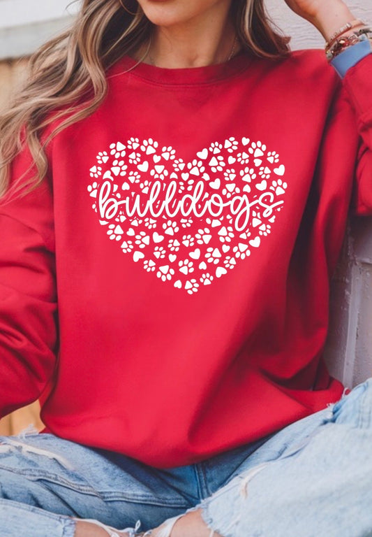 Bulldogs, Paw Prints and Heart