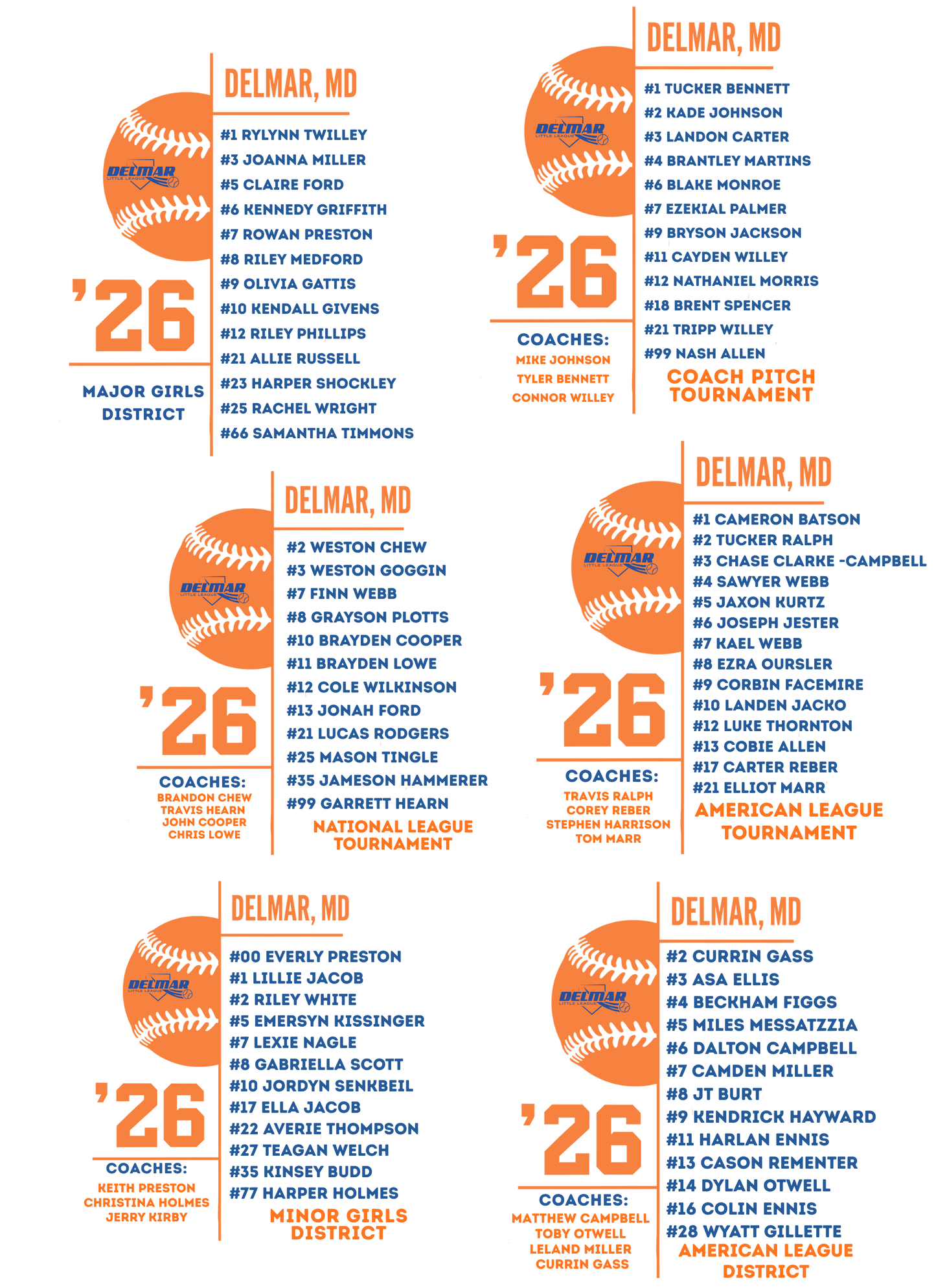 Delmar Little League - 2026 Allstar Fan Shirts