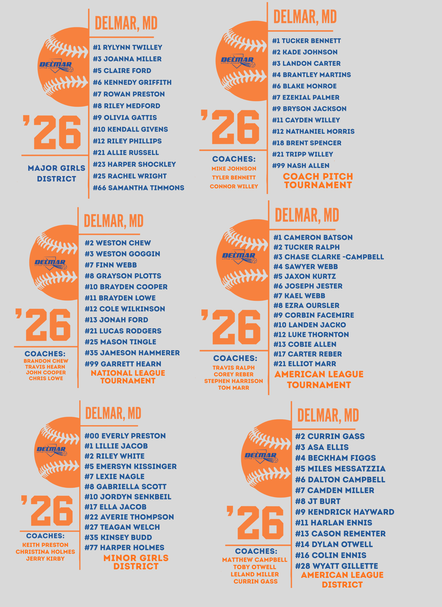 Delmar Little League - 2026 Allstar Fan Shirts