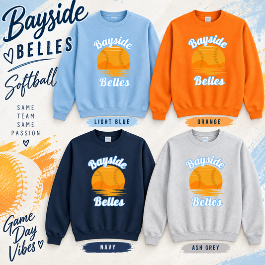 BB-Bayside Belles Sunset Softball Crewneck Sweatshirt