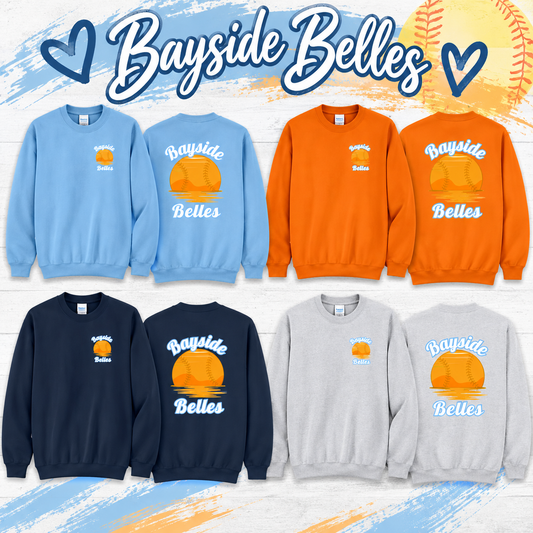 BB-Bayside Belles Sunset Softball with Pocket Logo Crewneck Sweatshirt