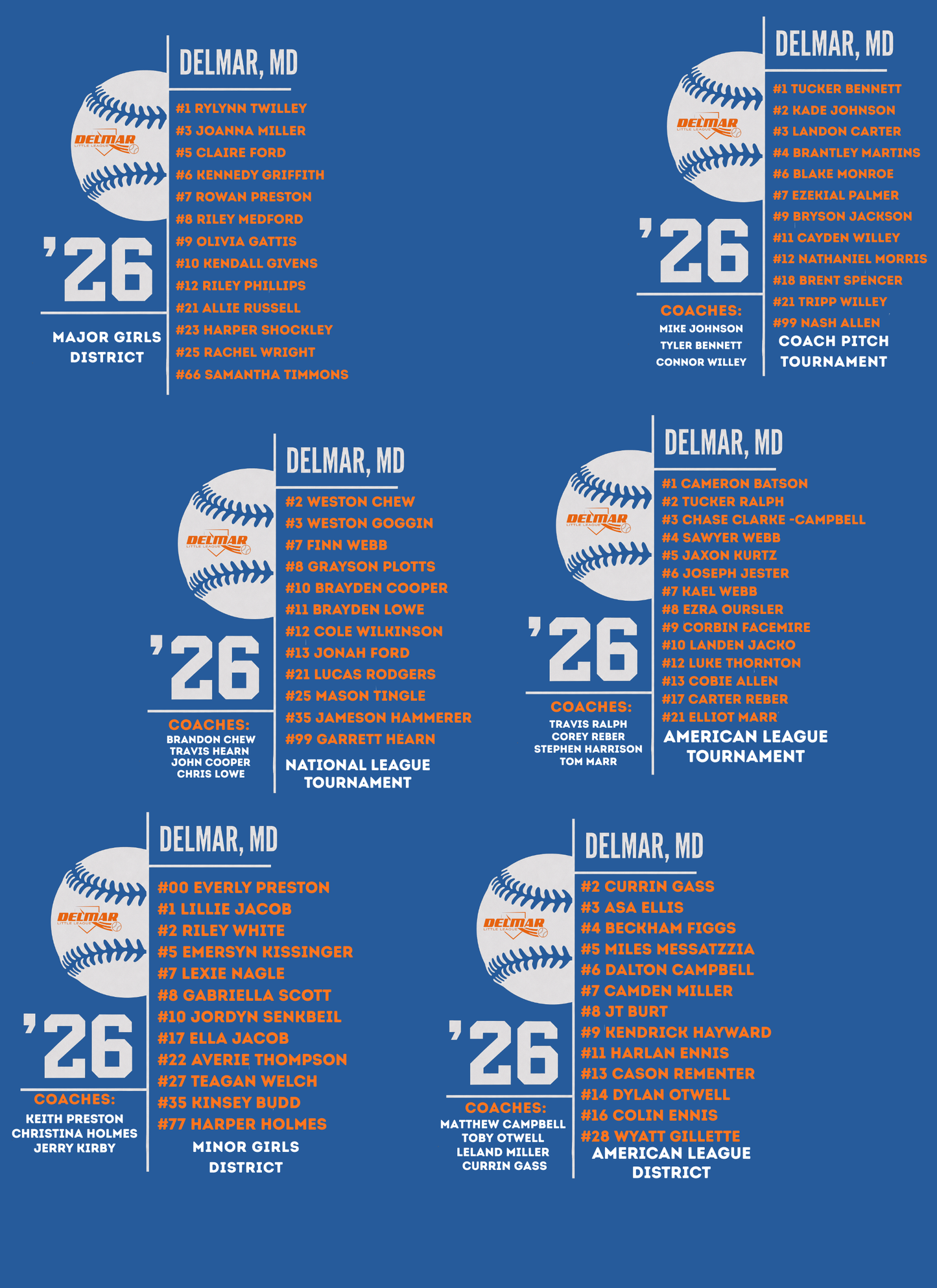 Delmar Little League - 2026 Allstar Fan Shirts