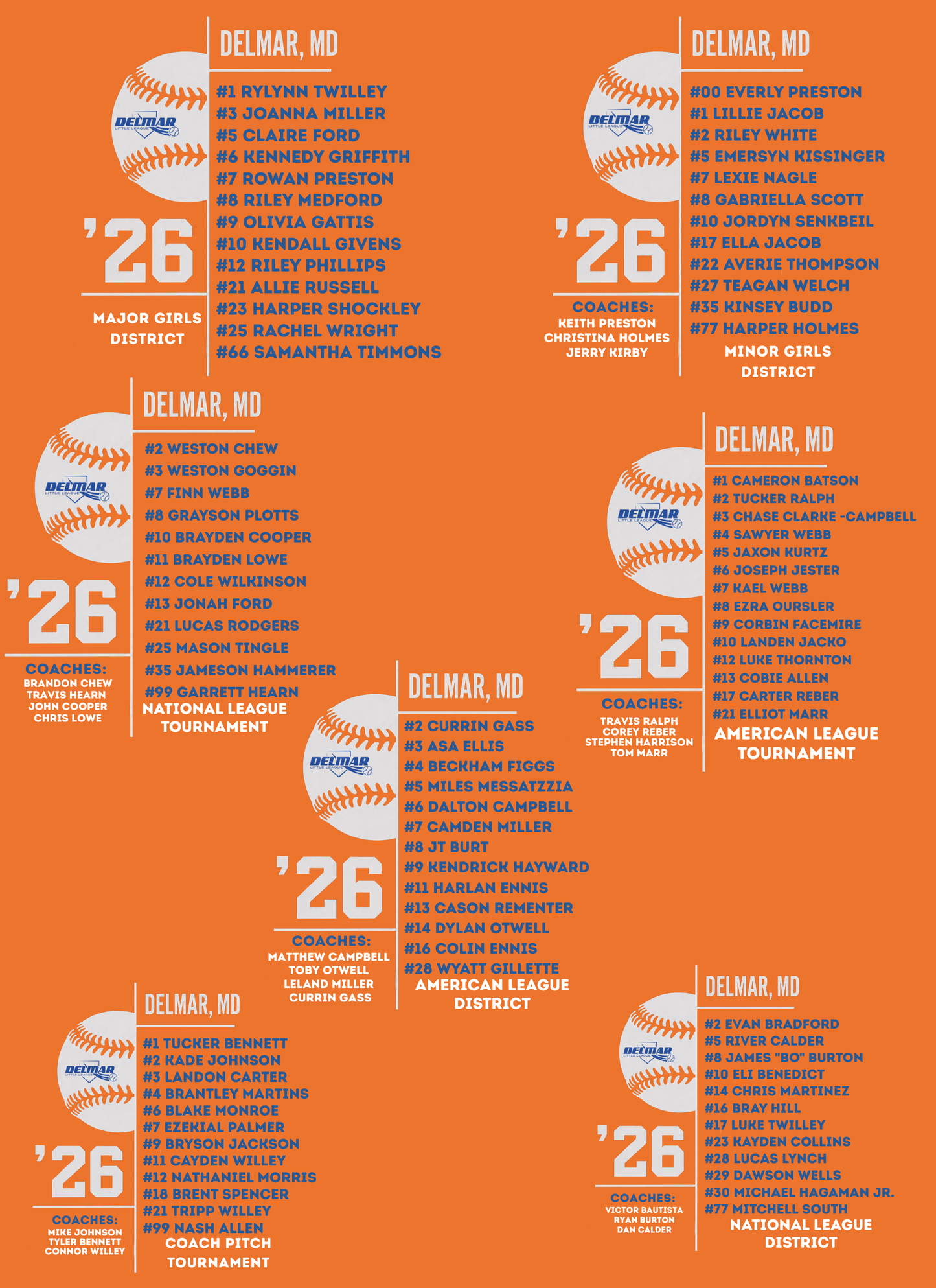 Delmar Little League - 2026 Allstar Fan Shirts