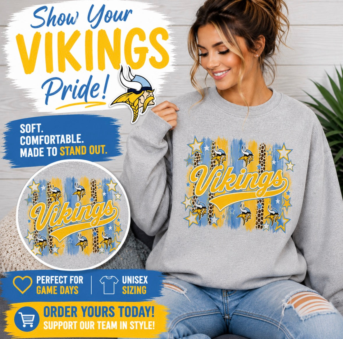 Vikings Leopard Print and Stars