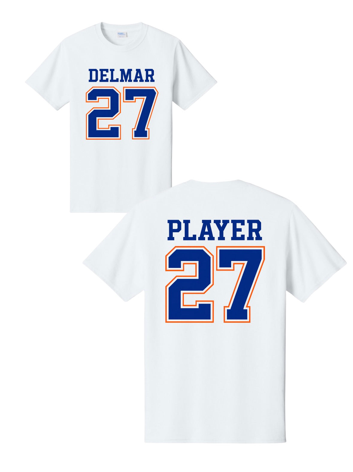 Delmar on White with Player Name and Number