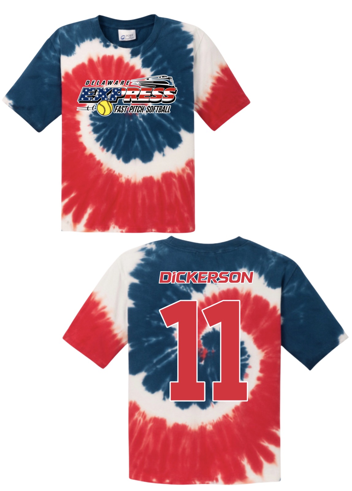 Delaware Express Tie Dye - Red, White and Blue