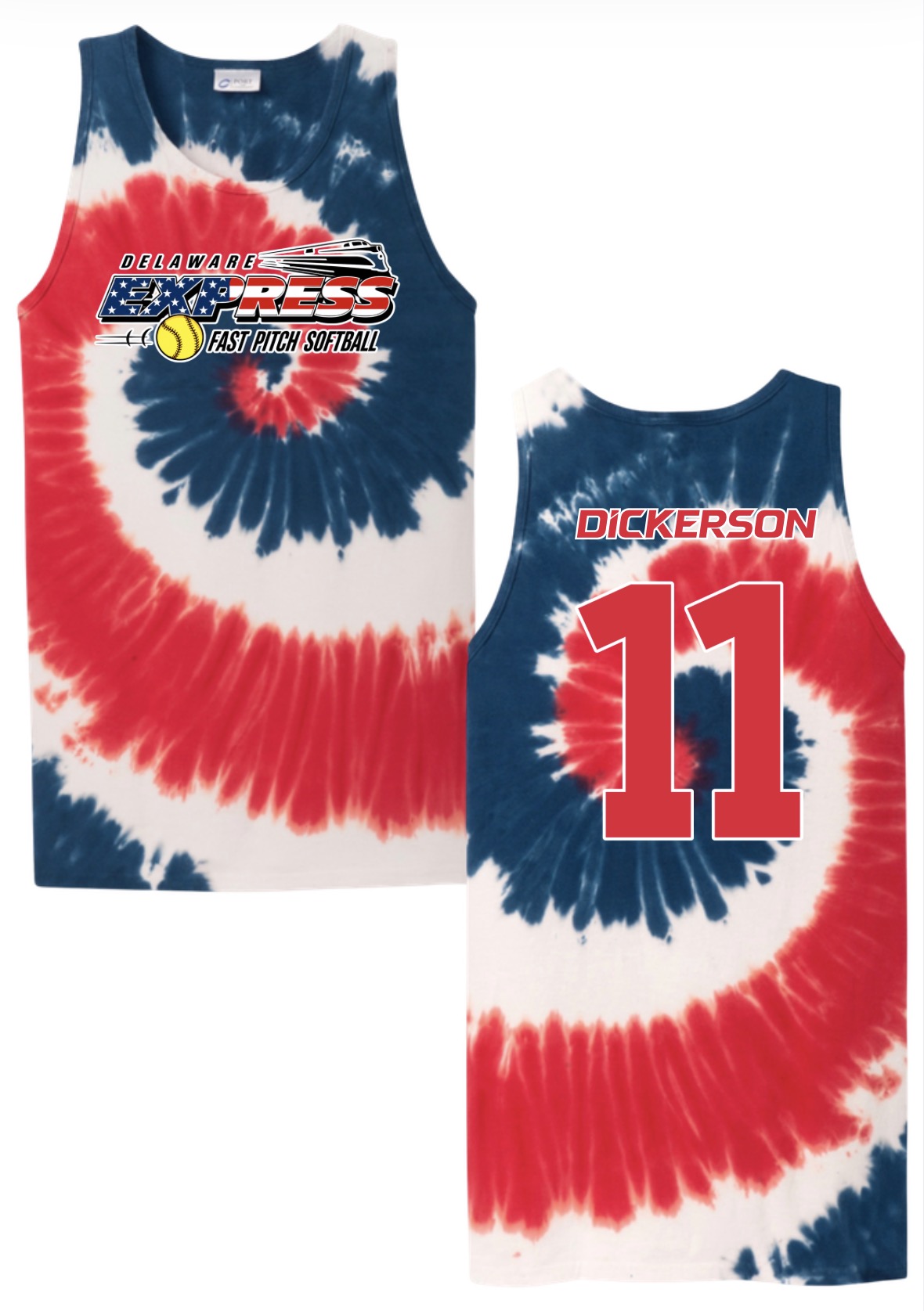 Delaware Express Tie Dye - Red, White and Blue