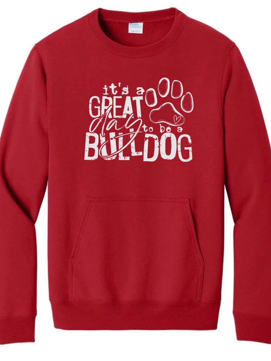 It's a Great Day to be a Bulldog-Pocket Crewneck