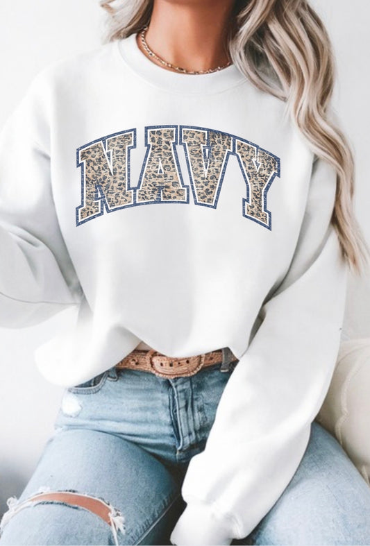 Navy Leopard Print