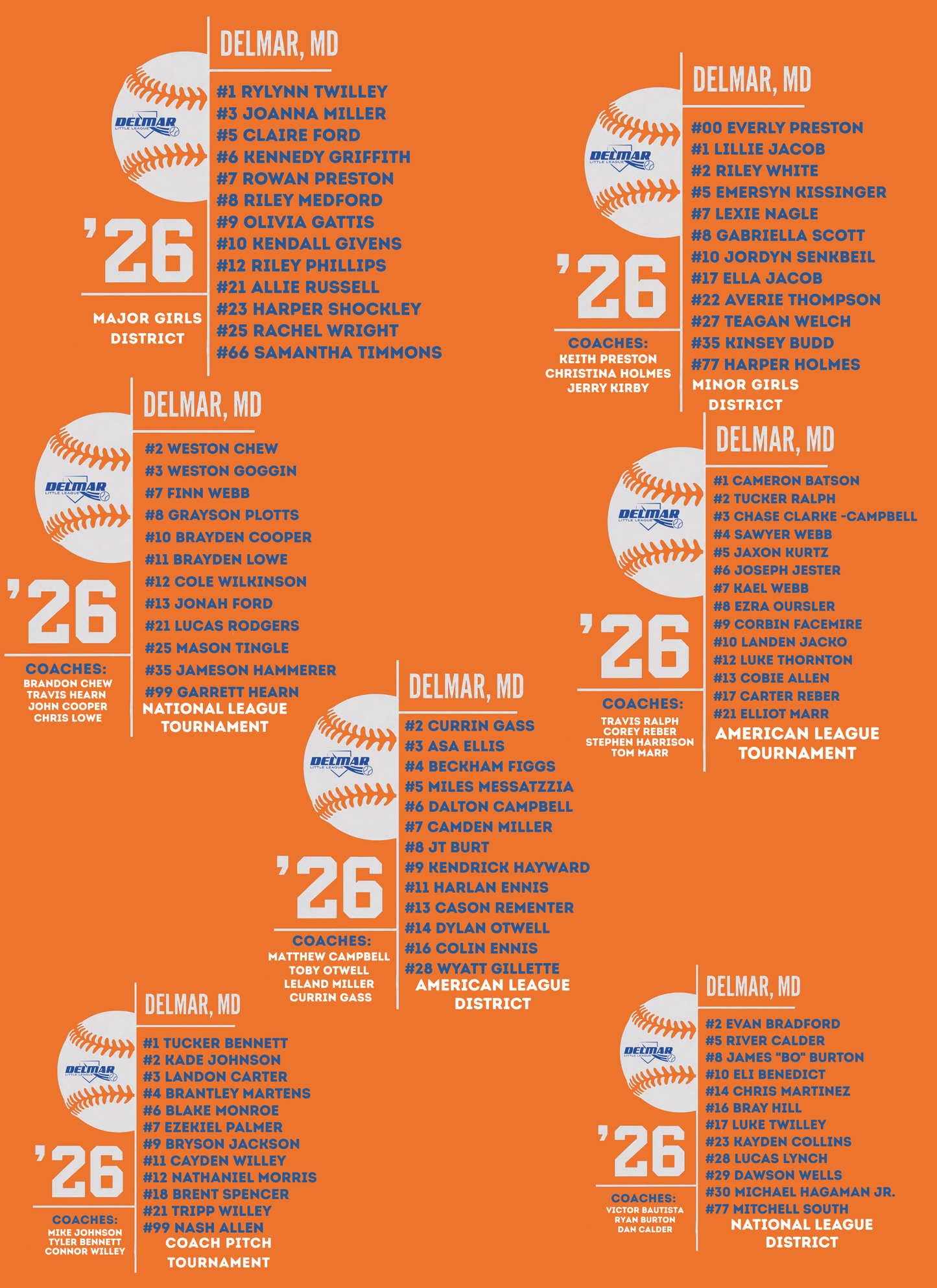 Delmar Little League - 2026 Allstar Fan Shirts