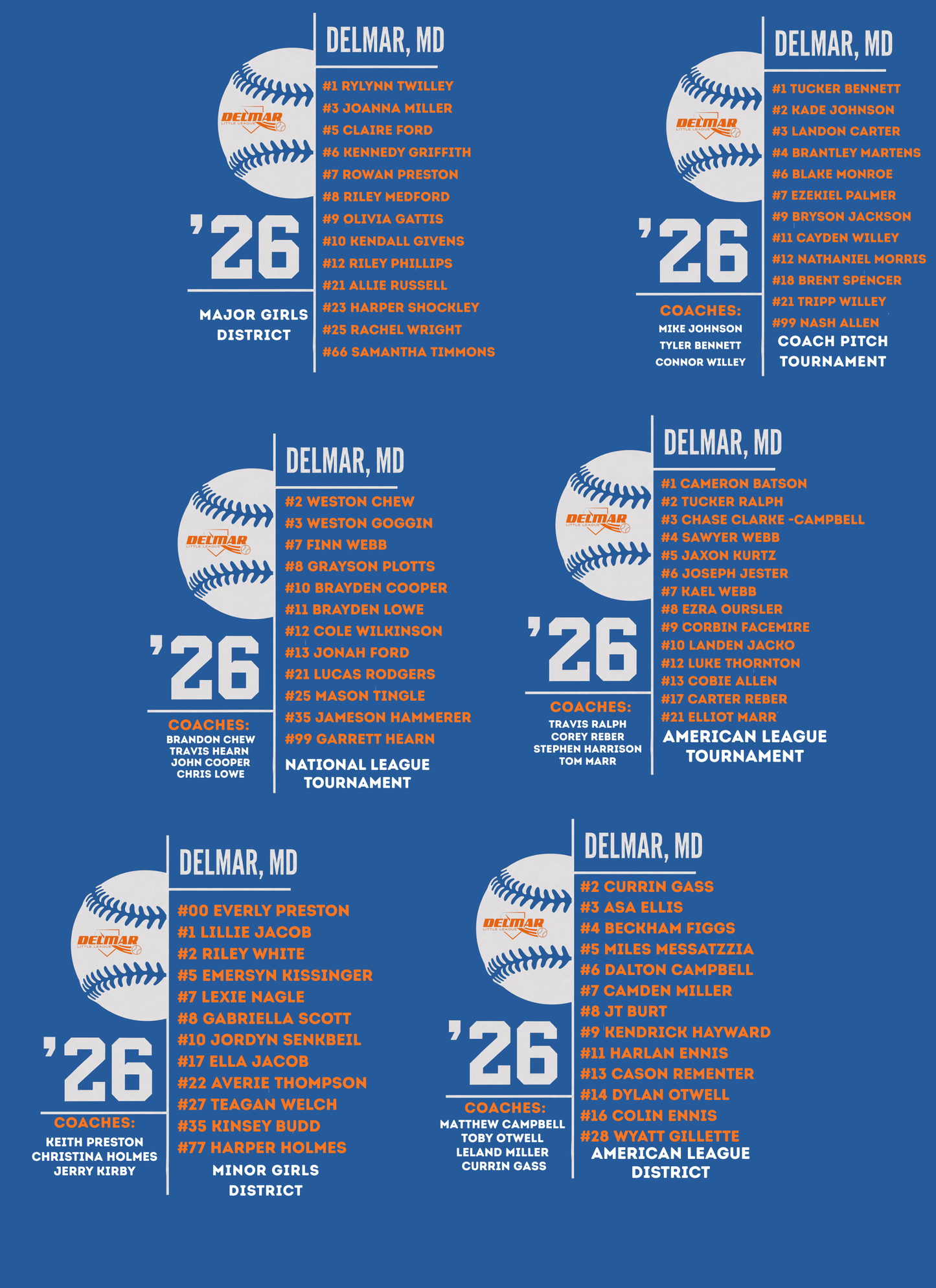 Delmar Little League - 2026 Allstar Fan Shirts