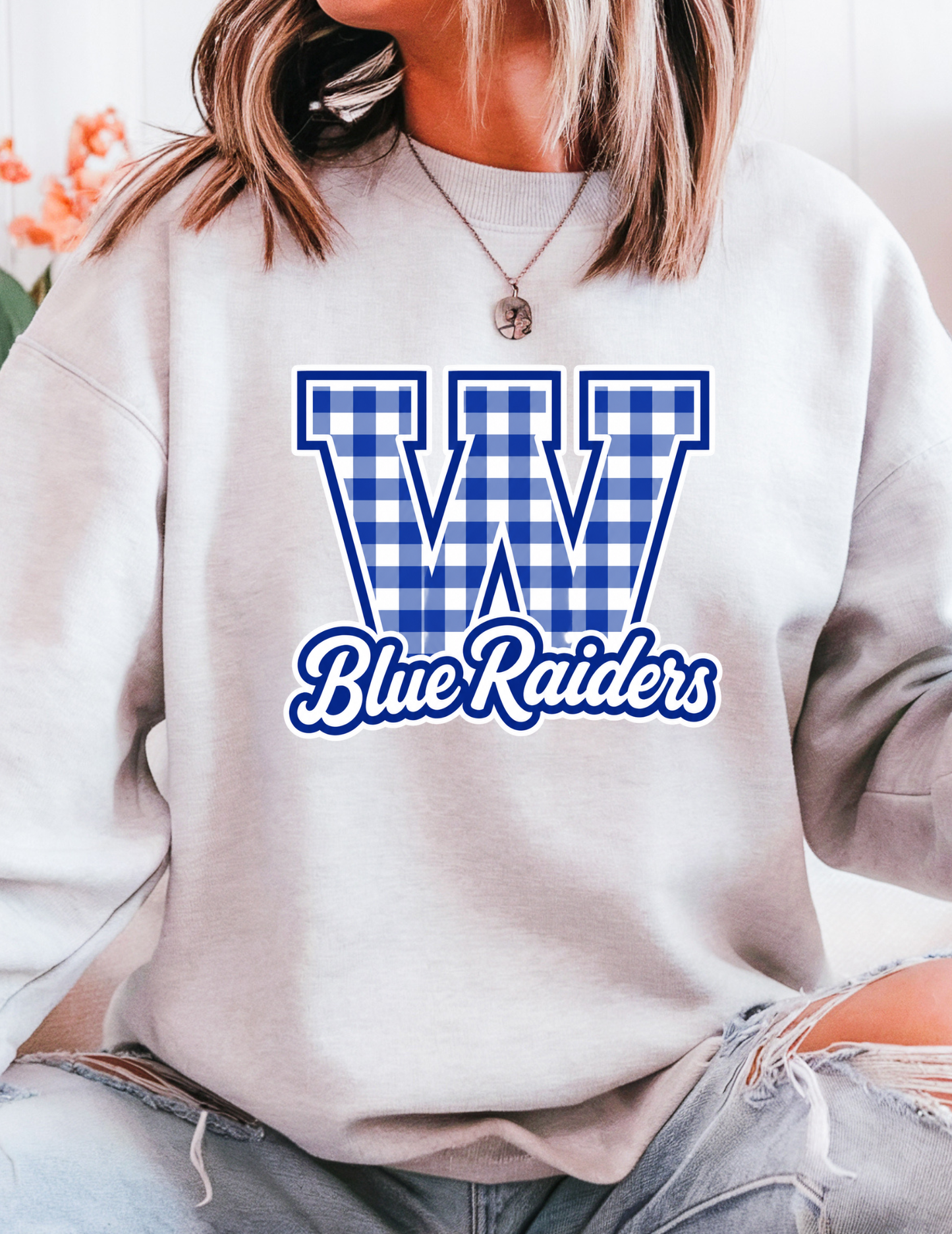 Checkered W Blue Raiders