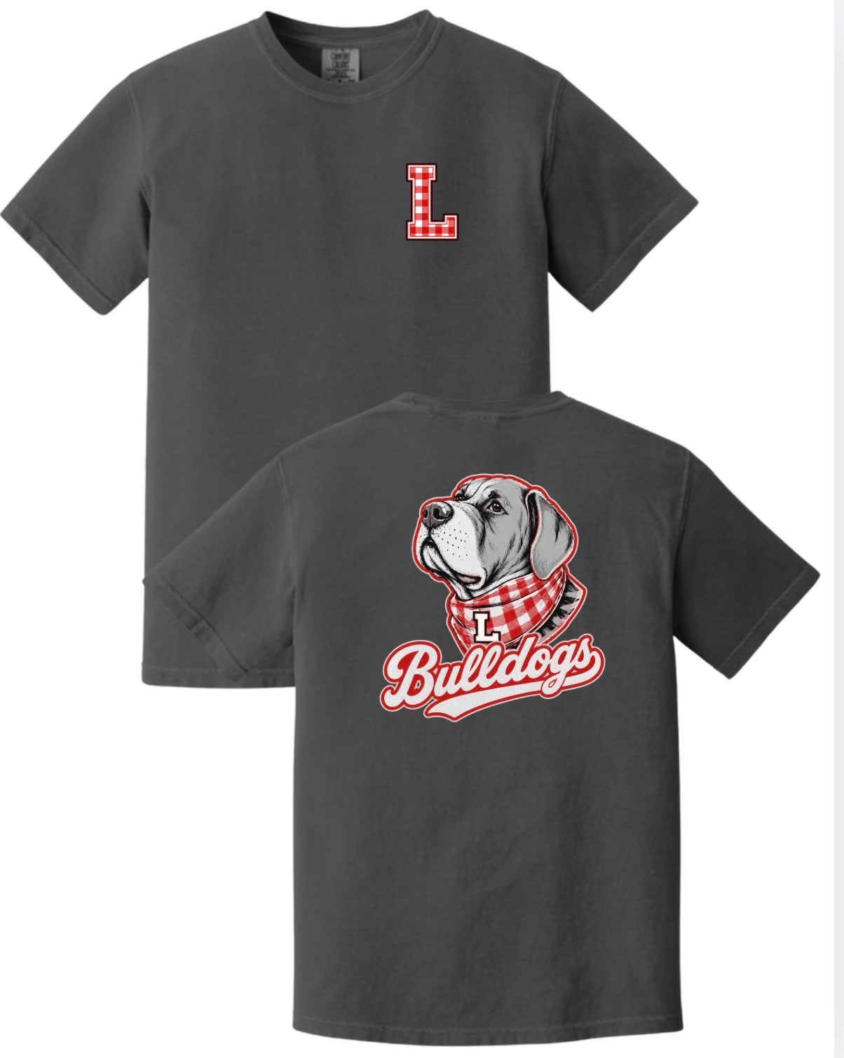 Laurel Bulldogs Gingham Bandana on Comfort Colors