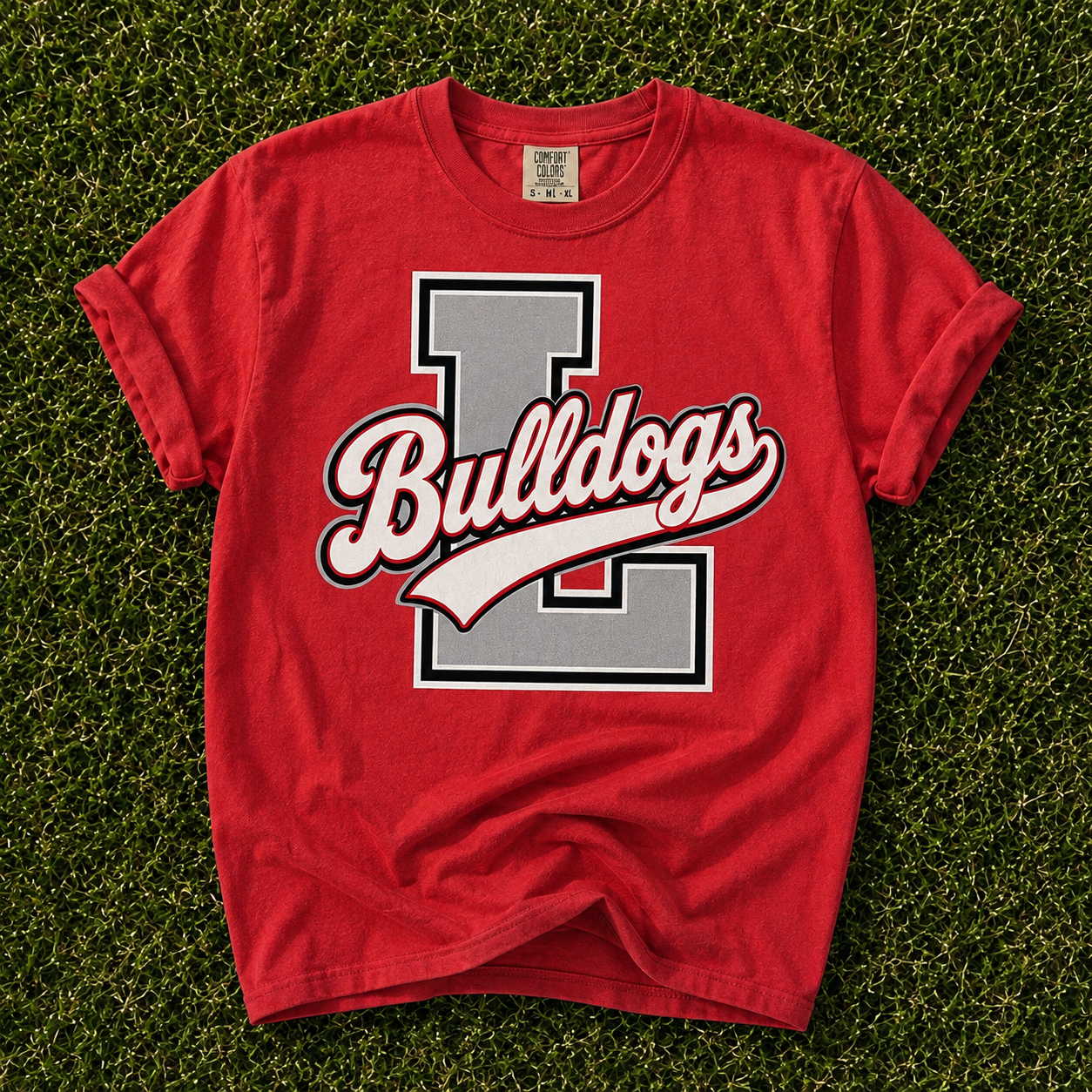 Laurel School Pride Letterman Tee on Comfort Colors