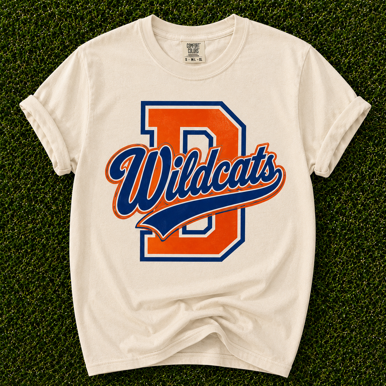 Delmar School Pride Letterman Tee on Comfort Colors