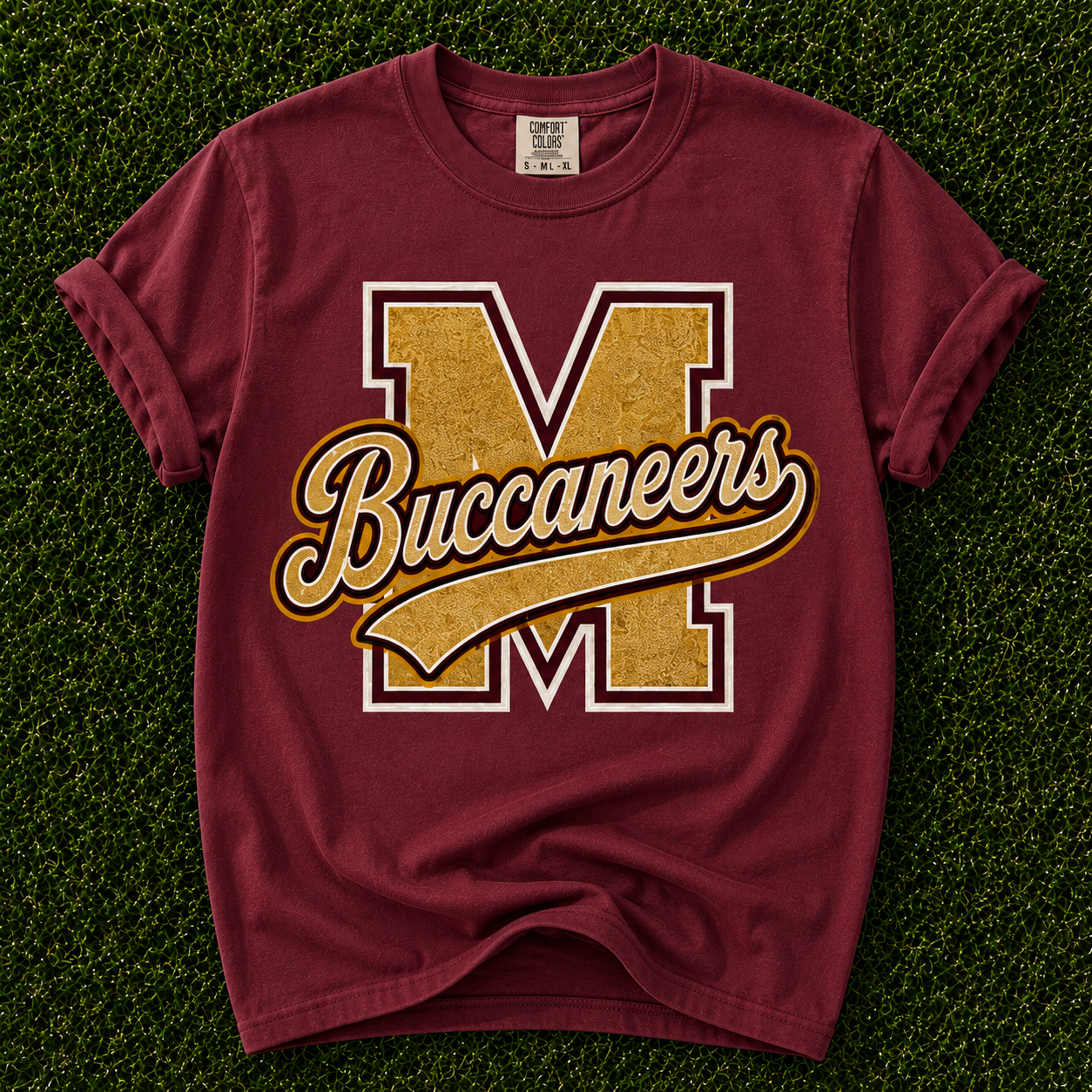 Milford School Pride Letterman Tee on Comfort Colors