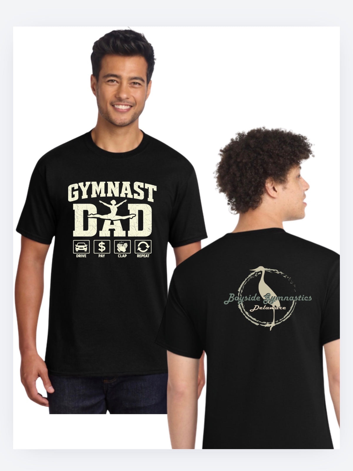 Bayside Gymnastics - Gymnast Dad with Back Logo