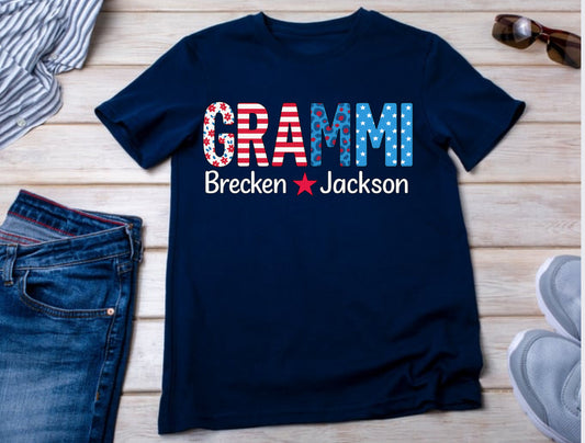 Grammi in Comfort Colors Navy Tee