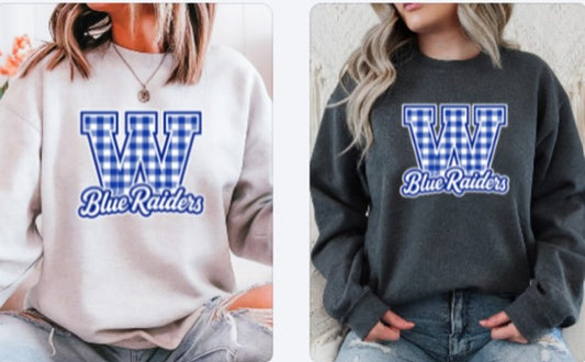 Checkered W Blue Raiders