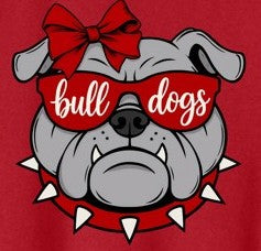 LIS Bulldog, Bow and Glasses Red